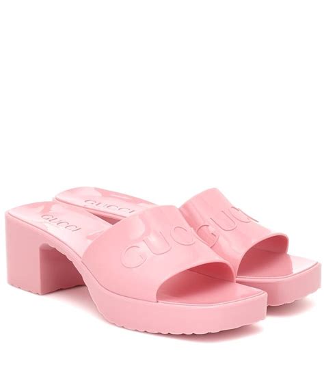 pink gucci rubber heels|gucci canvas heels.